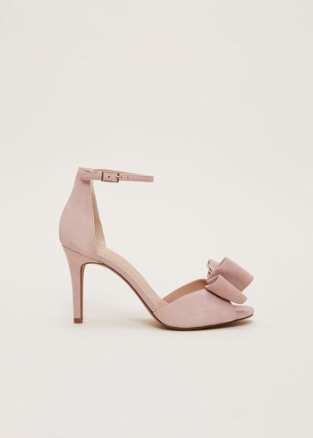 Phase Eight Suede Bow Front Heels Rose Australia | HK4591038